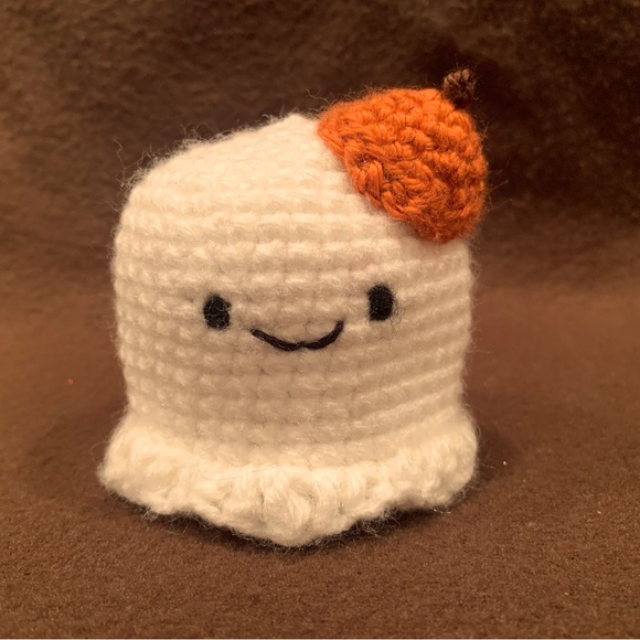 Handmade Other - NWOT Handmade Ghost w/Pumpkin Hat/Amigurumi/Halloween/3”x3”/Crochet/Spooky/Fall